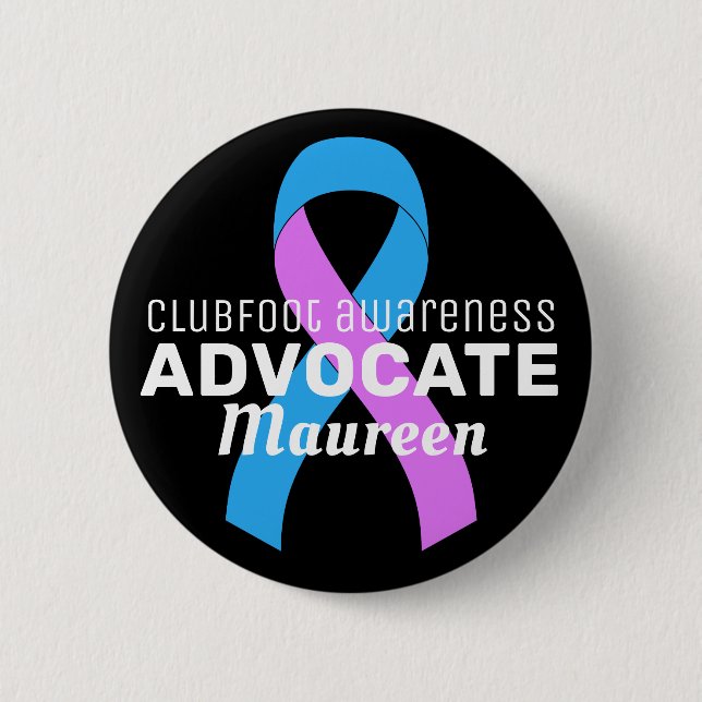 Clubfoot Awareness Advocate Ribbon Black Button (Front)