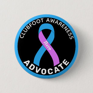 Clubfoot Awareness Advocate Ribbon Black Button