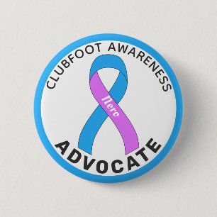 Clubfoot Awareness Advocate Ribbon White Button