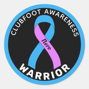 Clubfoot Awareness Warrior Ribbon Black Classic Round Sticker