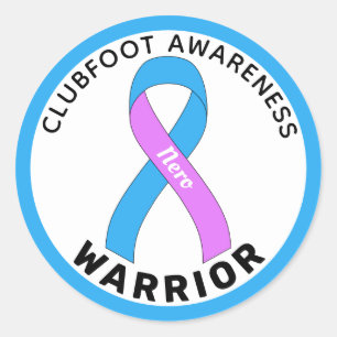 Clubfoot Awareness Warrior Ribbon White  Classic Round Sticker