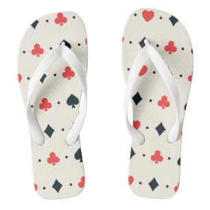 Clubs Diamonds Hearts & Spades Poker Card Game Fun Flip Flops