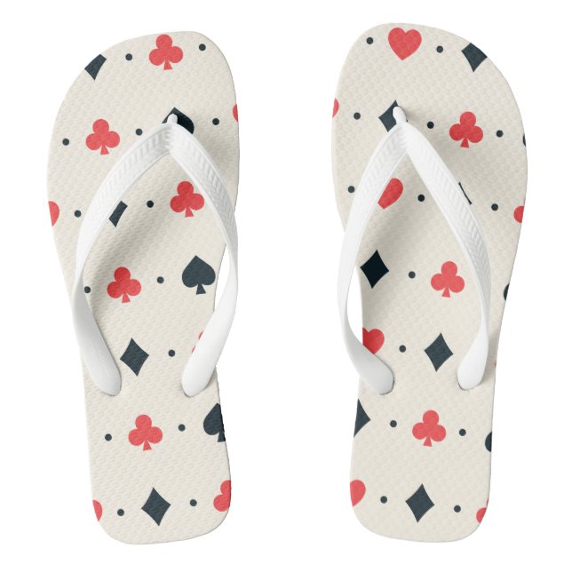 Clubs Diamonds Hearts & Spades Poker Card Game Fun Flip Flops (Footbed)
