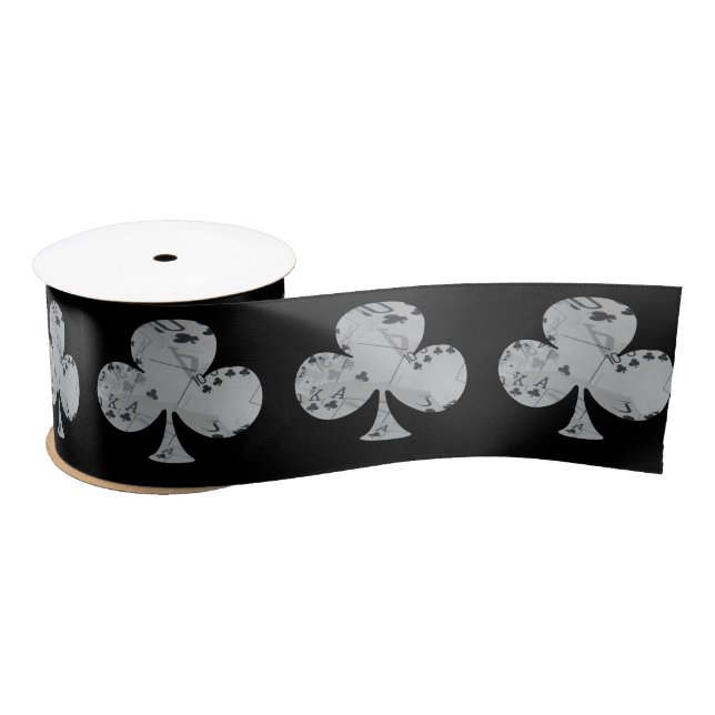 Clubs IN A Poker Club Shape, Satin Ribbon (Spool)