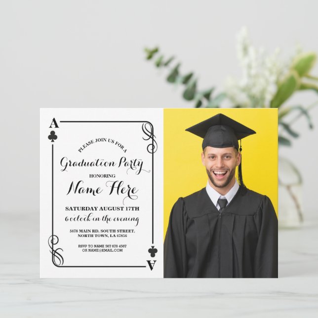 Clubs Playing Card Vegas Graduation Party Photo (Standing Front)