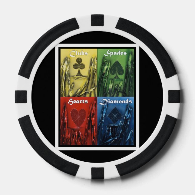 Clubs Spades Hearts Diamonds Poker Chip (Front)