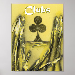 Clubs Suit in Black to Yellow Poster