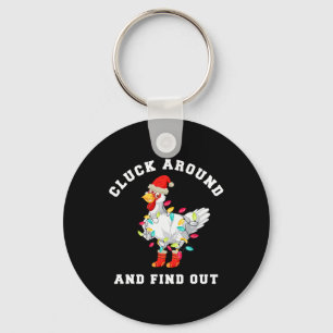Cluck Around And Find Out Fun Christmas Chicken Key Ring