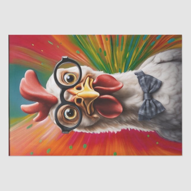 Cluck & Gasp: Shocked Chicken Face Decoupage Tissue Paper (Front)