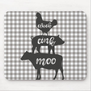 Cluck Oink Moo Chicken Cow Pig Farmhouse Mouse Mat