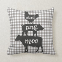 Cluck Oink Moo Chicken Cow Pig Farmhouse Plaid
