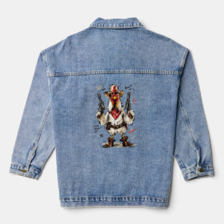 Cluck Yeah! Cowboy Rooster with Pistols Denim Jacket