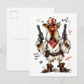 Cluck Yeah! Cowboy Rooster with Pistols Postcard