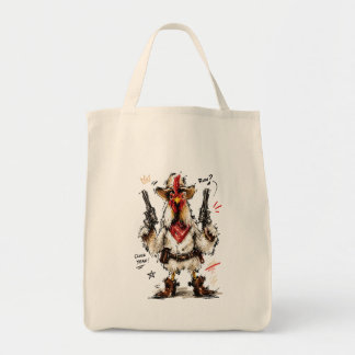 Cluck Yeah! Cowboy Rooster with Pistols Tote Bag