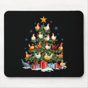Clucking Chickens Festive Fowl Christmas Tree Orna Mouse Mat