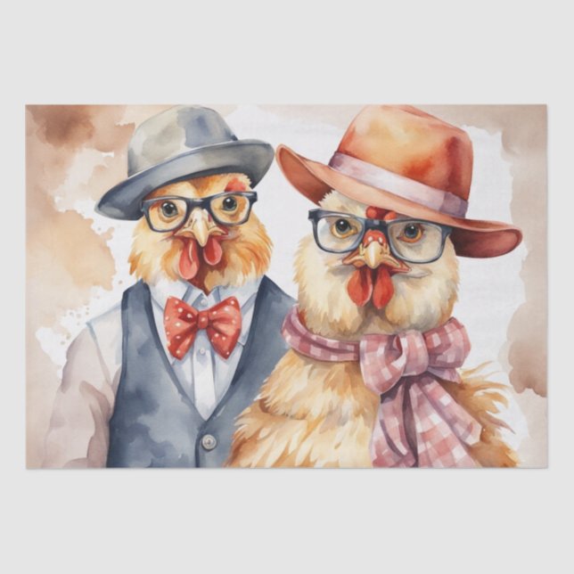 Clucky Couture: Fashionable Fowl in Decoupage Tissue Paper (Front)