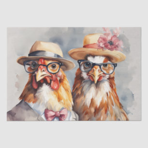 Clucky Couture: Fashionable Fowl in Decoupage Tissue Paper