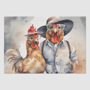 Clucky Couture: Fashionable Fowl in Decoupage Tissue Paper