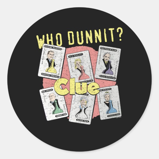 Clue Clue To Who Dunnit Classic Round Sticker (Front)