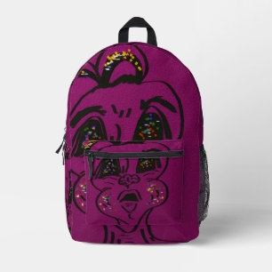 Clueless Bunny  Printed Backpack