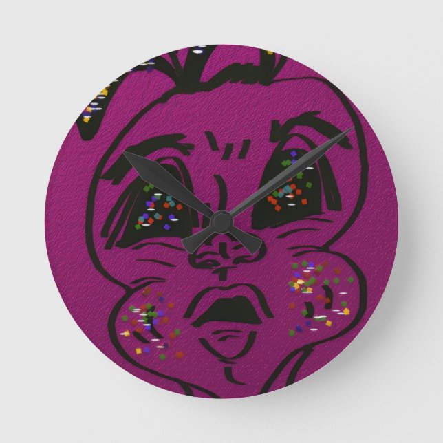 Clueless Bunny Round Clock (Front)