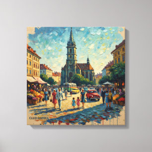 Cluj-Napoca Market Square Canvas Art