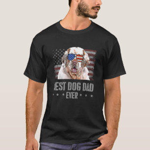 Clumber Spaniel Best Dog Dad Ever Retro Usa Americ T-Shirt