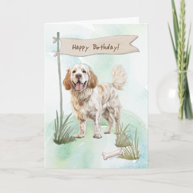 Clumber Spaniel Breed Dog Under Birthday Sign Card (Front)