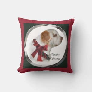 Clumber Spaniel Christmas Cushion