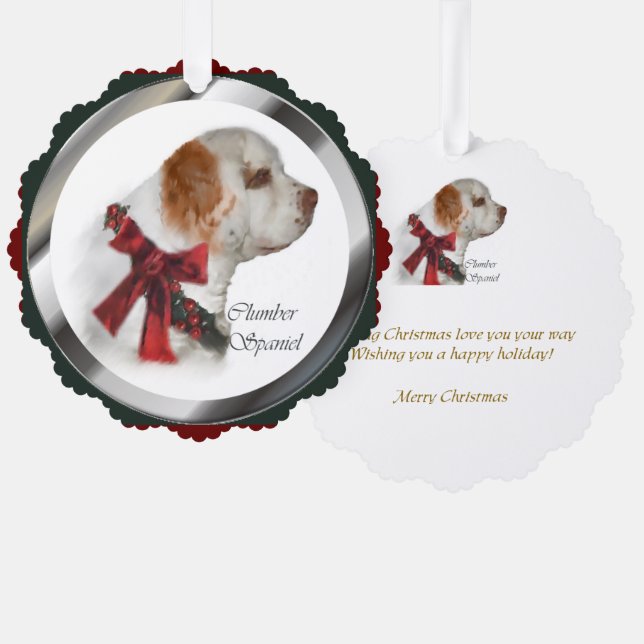 Clumber Spaniel Christmas Gifts Tree Decoration Card (Front/Back)