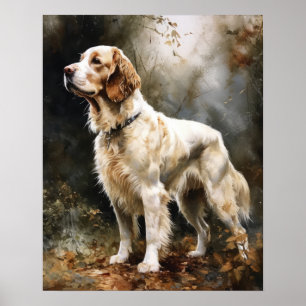Clumber Spaniel Dog Art Print Poster