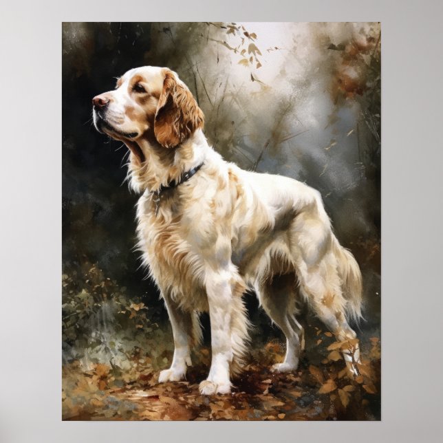 Clumber Spaniel Dog Art Print Poster (Front)