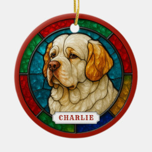 Clumber Spaniel Dog Ceramic Circle Ornament