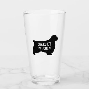 Clumber Spaniel Dog Silhouette Personalised Glass