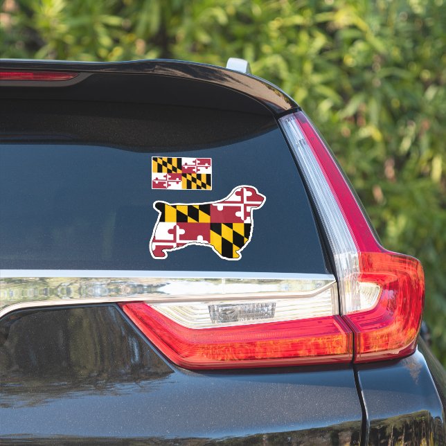 Clumber Spaniel Dog Silhouette with Maryland Flag (Car Side)