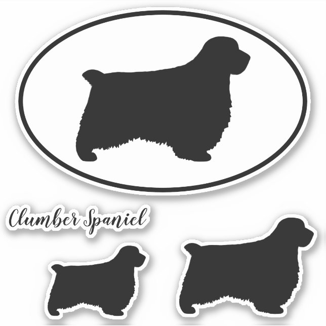 Clumber Spaniel Dog Silhouettes Vinyl Sticker Set (Front)