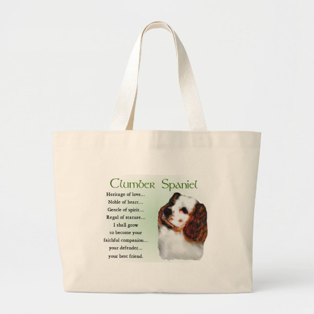 Clumber Spaniel Gifts Large Tote Bag (Front)