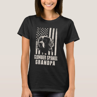 Clumber Spaniel Grandpa American Flag Dog Funny Fa T-Shirt