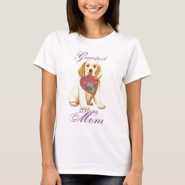 Clumber Spaniel Heart Mum T-Shirt (Front)
