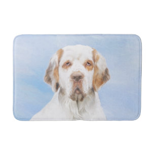 Clumber Spaniel Painting - Cute Original Dog Art Bath Mat