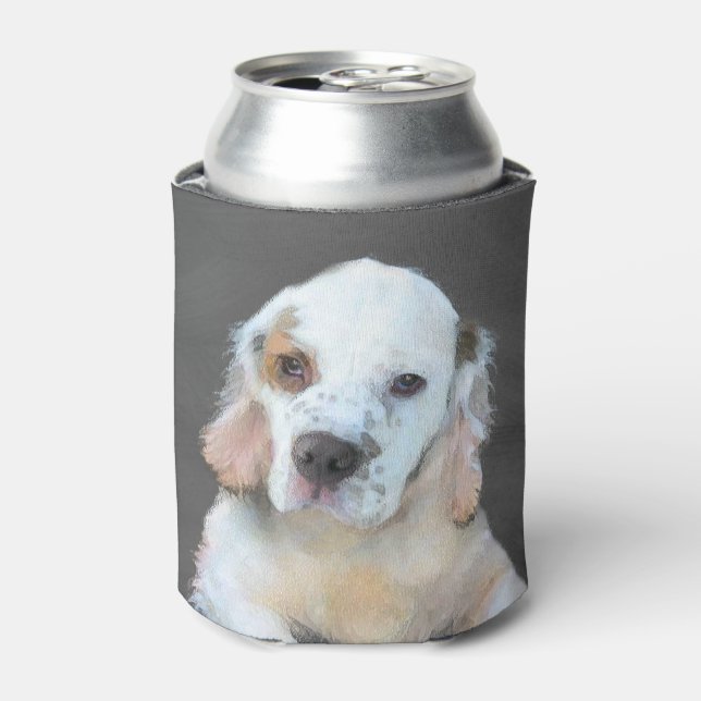 Clumber Spaniel Painting - Cute Original Dog Art Can Cooler (Can Front)