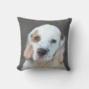 Clumber Spaniel Painting - Cute Original Dog Art Cushion