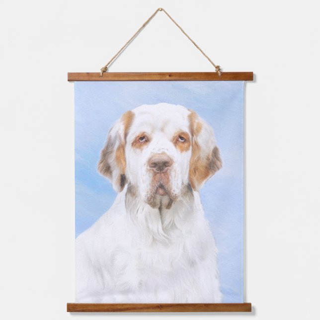 Clumber Spaniel Painting - Cute Original Dog Art Hanging Tapestry (Front)
