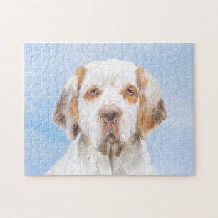 Clumber Spaniel Painting - Cute Original Dog Art Jigsaw Puzzle