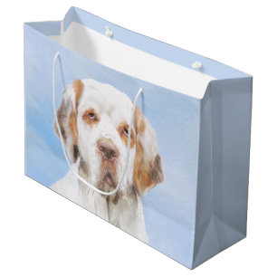 Clumber Spaniel Painting - Cute Original Dog Art Large Gift Bag