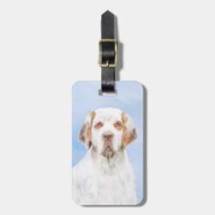 Clumber Spaniel Painting - Cute Original Dog Art Luggage Tag