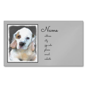 Clumber Spaniel Painting - Cute Original Dog Art Magnetic Business Card