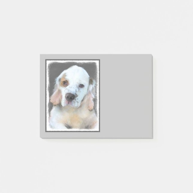 Clumber Spaniel Painting - Cute Original Dog Art Post-it Notes (Front)