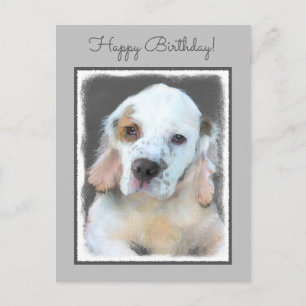 Clumber Spaniel Painting - Cute Original Dog Art Postcard