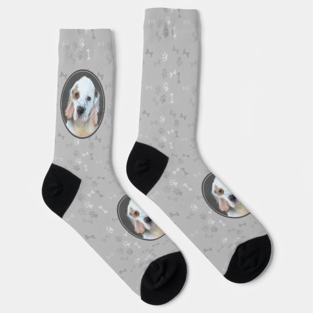 Clumber Spaniel Painting - Cute Original Dog Art Socks (Right)